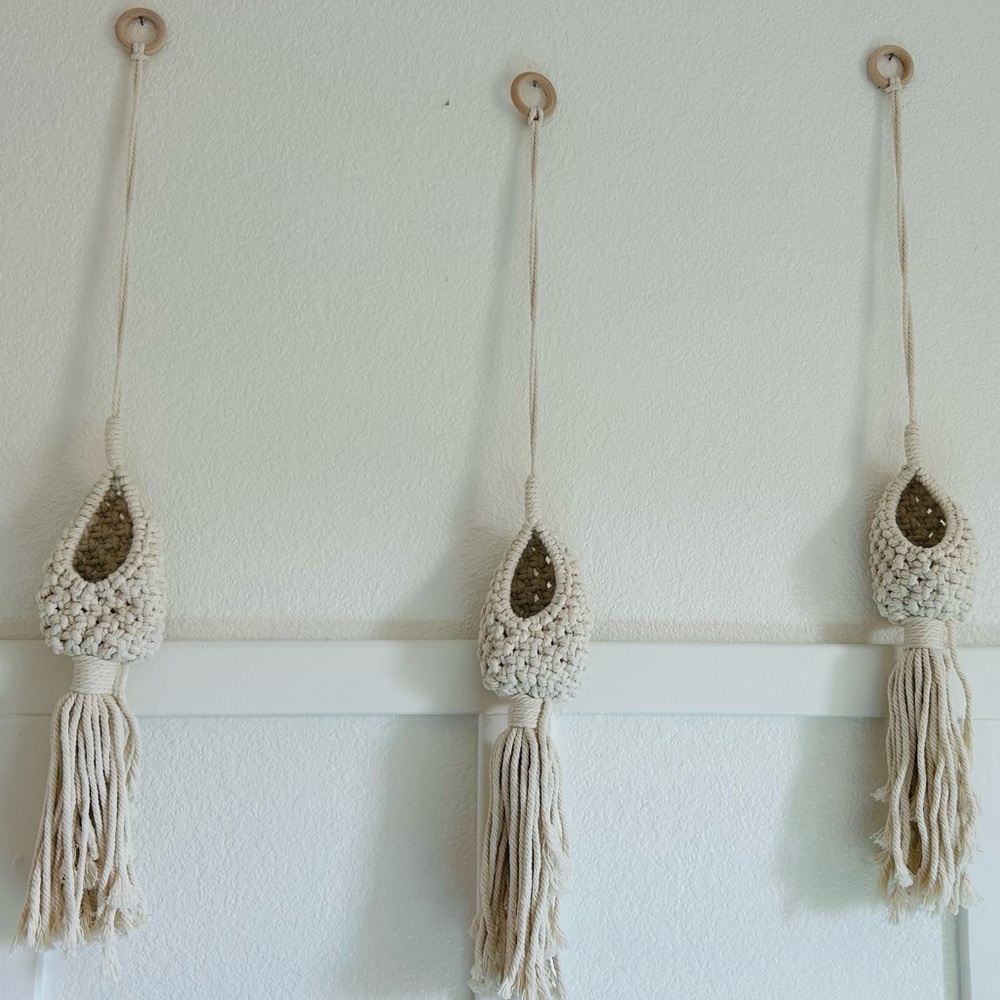 3pc Cream Macrame Plant Pod